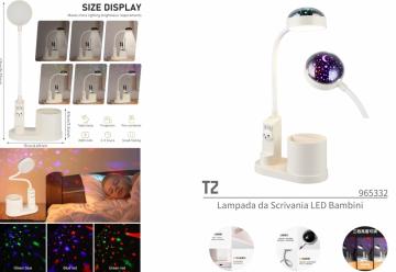 ELLITECK T2 Lampada da Scrivania LED Bambini Portapenne e Proiezione di Stelle ROSA